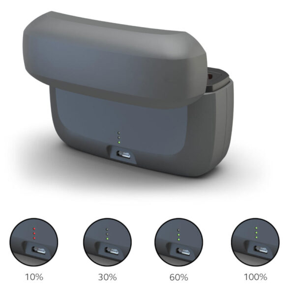 GN Resound Premium Charger Case showing battery indicator