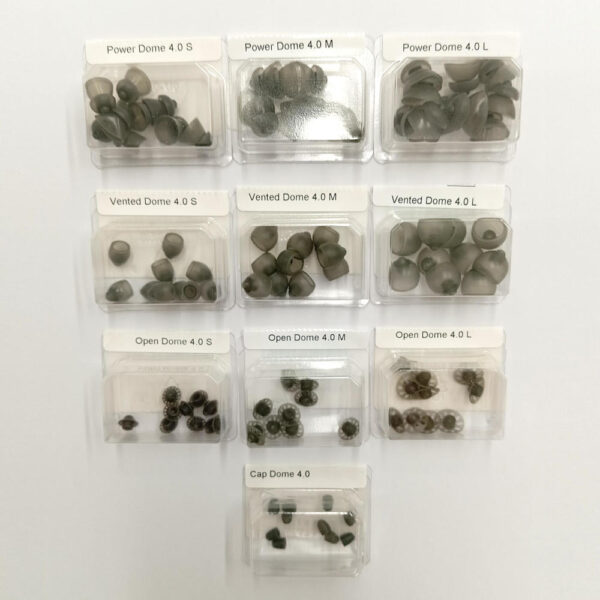 phonak 4.0 hearing aid domes - all variations labelled by type and size